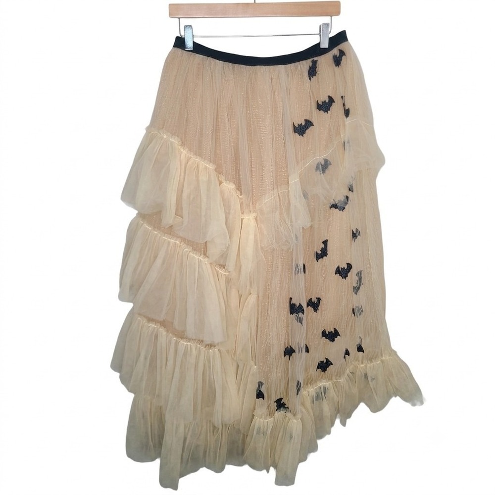 Chasing Fireflies Asymmetric Tulle Skirt Glitter Bats Ruffle Fairy Grunge Goth M